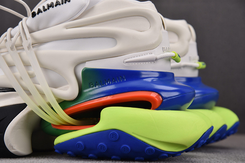 BALMAIN NEOPRENE AND LEATHER UNICORN LOW-TOP SNEAKERS