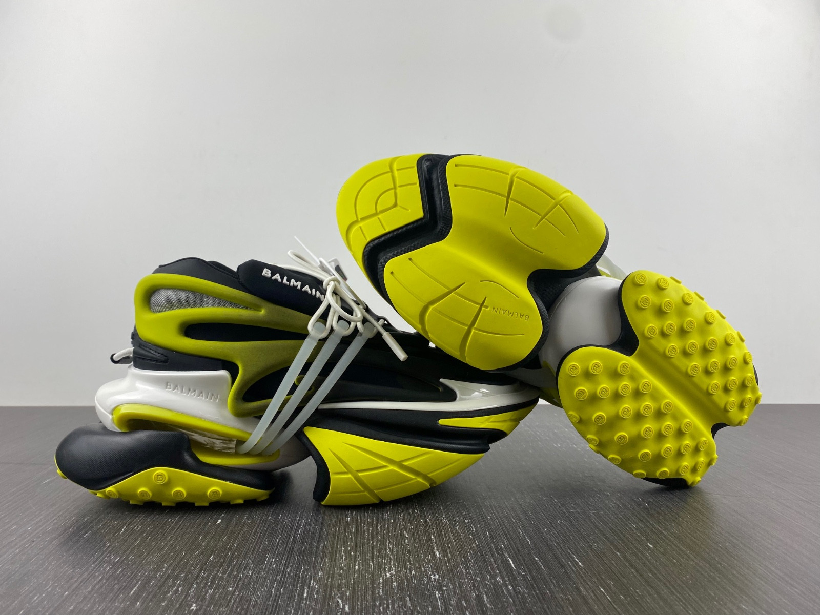 BALMAIN NEOPRENE AND LEATHER UNICORN LOW-TOP SNEAKERS