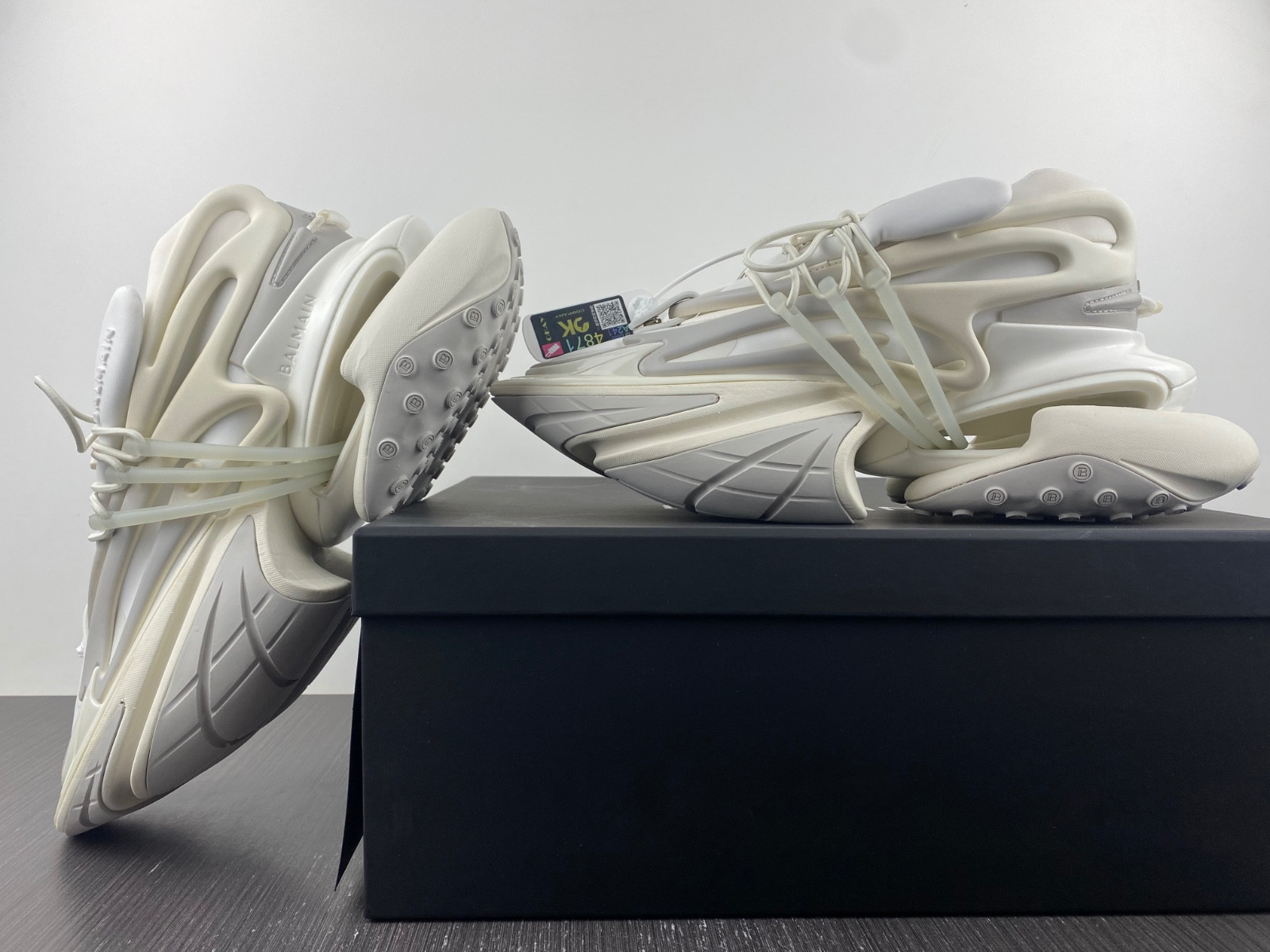 BALMAIN NEOPRENE AND LEATHER UNICORN LOW-TOP SNEAKERS