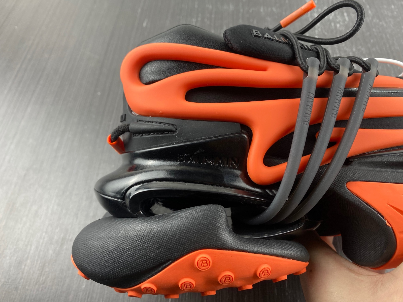 BALMAIN NEOPRENE AND LEATHER UNICORN LOW-TOP SNEAKERS