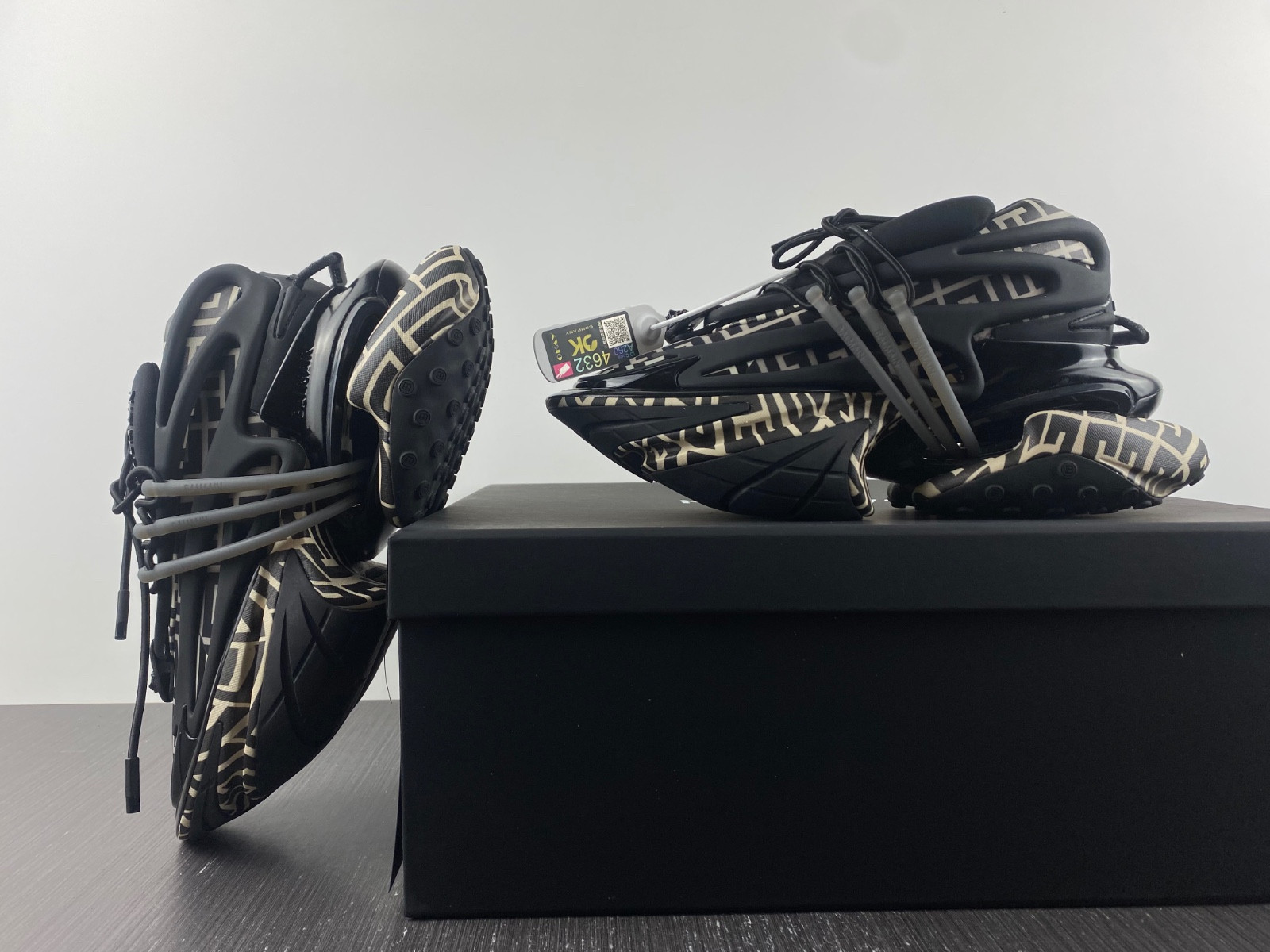 BALMAIN NEOPRENE AND LEATHER UNICORN LOW-TOP SNEAKERS