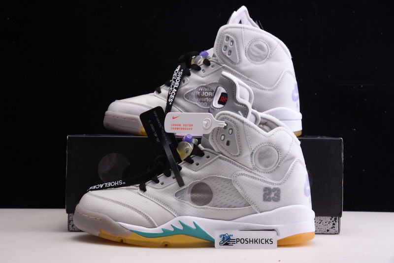 OW Air Jordan 5 Green Purple CT8480-105