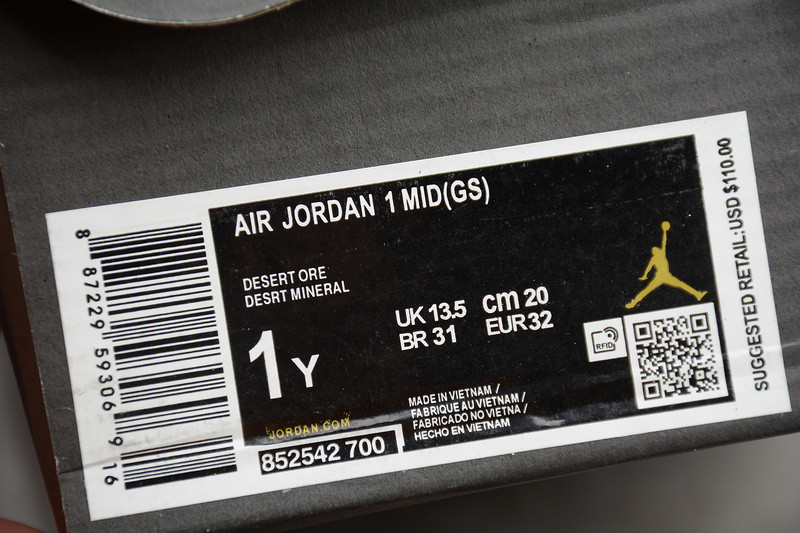 AIR JORDAN 1 MID GS 852542-700