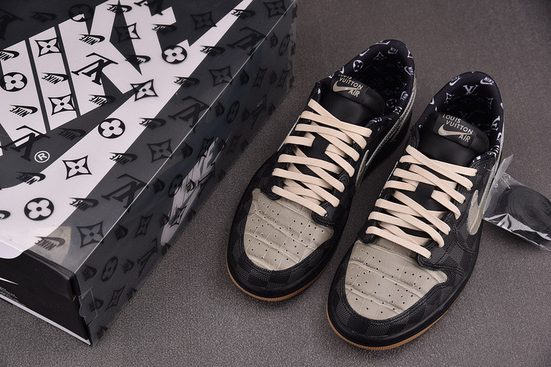 LV x Air Jordan 1 x TS Checked Black Trainers DZ2505-001