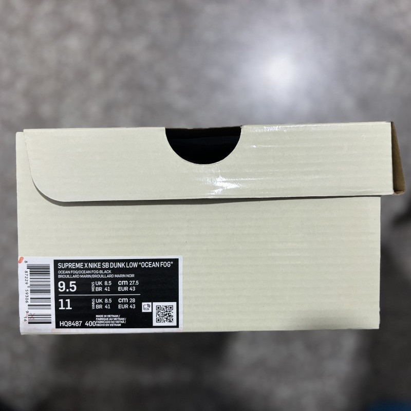 S*prem* x nike sb dunk low ocean fog hq8487-400