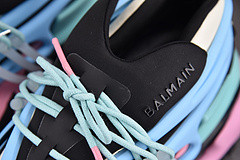 BALMAIN NEOPRENE AND LEATHER UNICORN LOW-TOP SNEAKERS