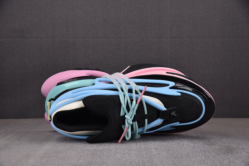 BALMAIN NEOPRENE AND LEATHER UNICORN LOW-TOP SNEAKERS