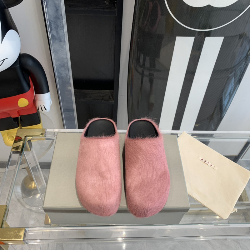 MARNI Bright pink Fussbett Sabot Loafers