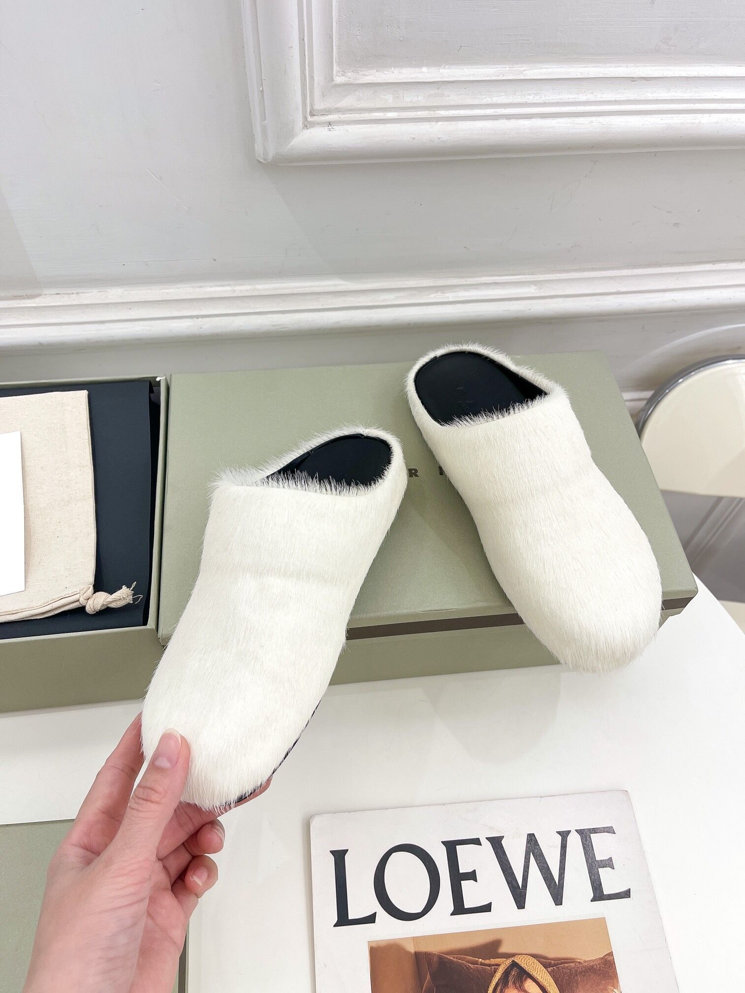 MARNI White Fussbett Sabot Loafers