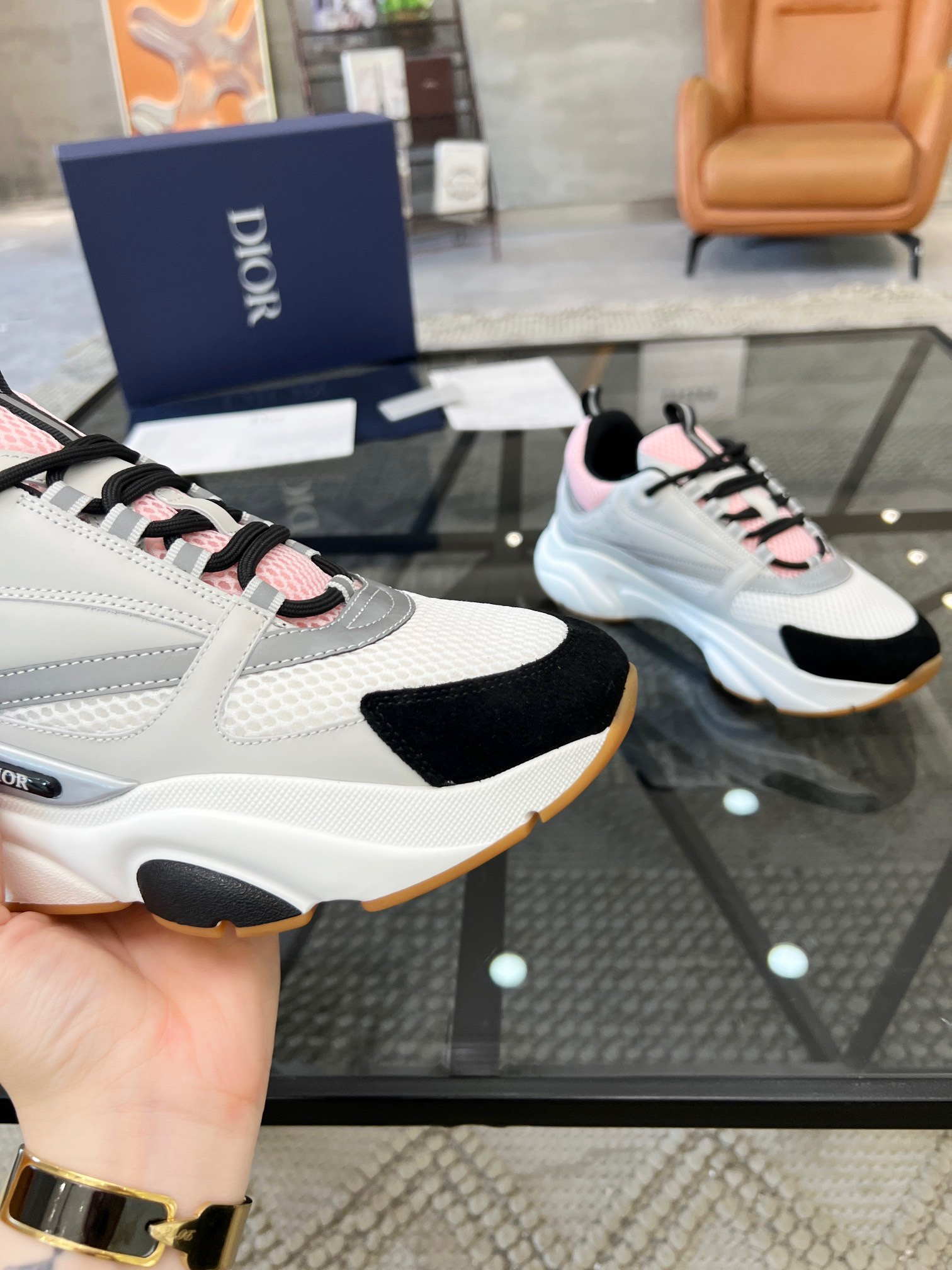 HOMME B22 TRAINER SNEAKER （Di0r B22 Pale Pink Grey）