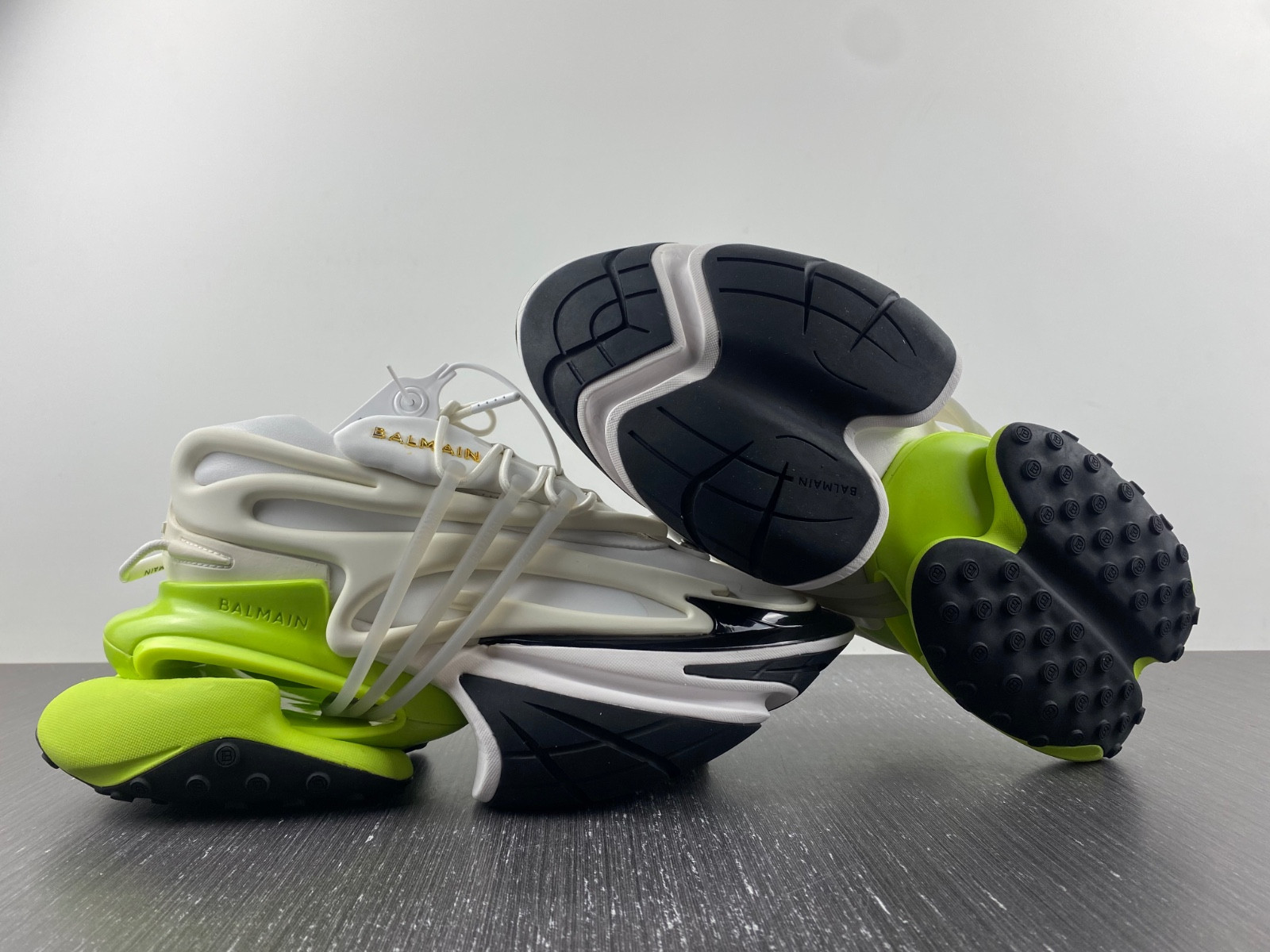 BALMAIN NEOPRENE AND LEATHER UNICORN LOW-TOP SNEAKERS