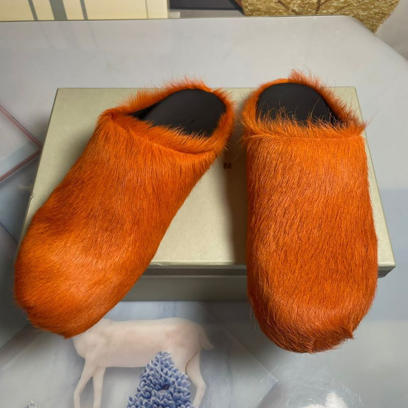 MARNI ORANGE FUSSBETT SABOT LOAFERS