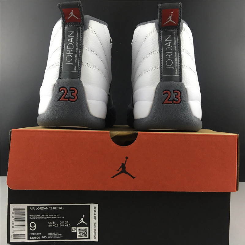 Air Jordan 12 GS White and Dark Grey 153265-160